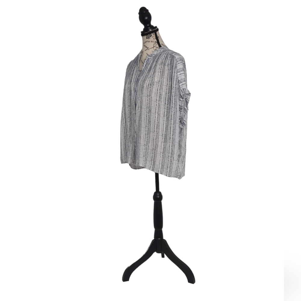 cloth & stone Dolman Short Sleeve Button Up Oversized Navy Top Size M